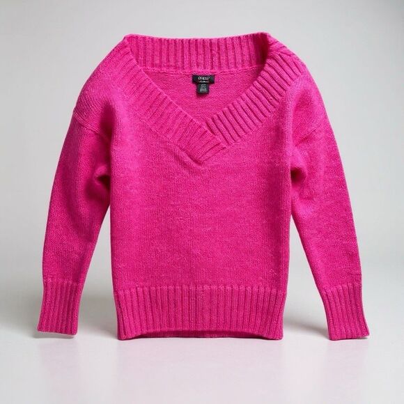 Vintage Guess Mohair Sweater XS Pink V-neck Off Shoulder Y2K Barbie Coquette - Picture 1 of 9